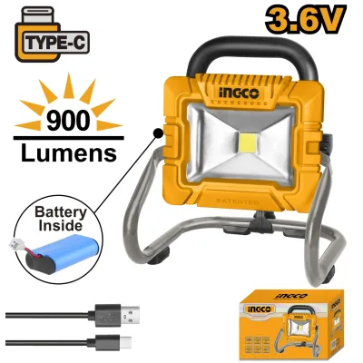 Proiector Led cu Baterie Incorporata si Incarcare Type C 900 lumeni Ingco HRLF4415