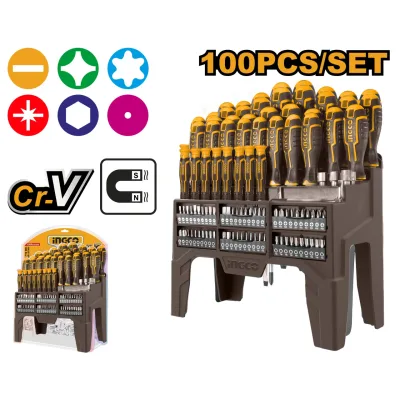 Set trusa Surubelnite si Biti 100 buc Ingco HKSD10028
