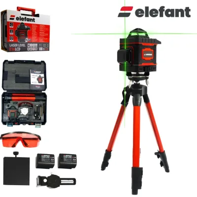 Nivela laser 16 linii + trepied + trusa, ecran LCD, ±2 mm/5m, 40 m, ≤ 5s, ELEFANT E16-LCD