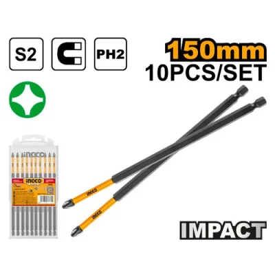 Set Biti PH2 Lungi Impact Surubelnita 10buc 200mm INGCO SDBIM11PH285