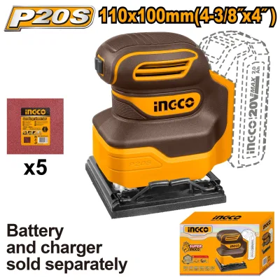 Slefuitor masina de slefuit cu vibratii 20V, 110x100mm, fara acumulator INGCO CSHSLI2014