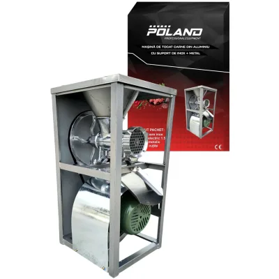 Masina Tocat Carne ALUMINIU 1500w, 1400rpm, 5 kg/min, 22kg din Aluminiu cu Suport Inox POLAND
