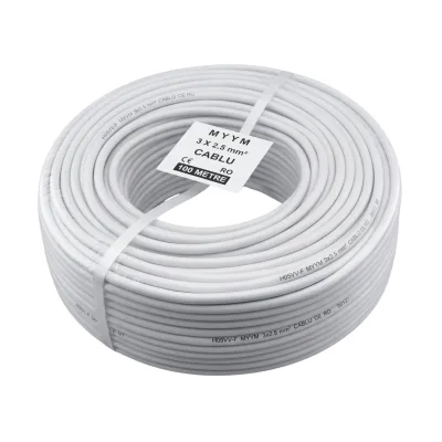 Cablu electric 100m [2x1.5mm] curent 2x1.5 mm², cupru, izolatie PVC dublu strat, 300/500V, flexibil, pentru iluminat si consumatori de mica putere in instalatii electrice rezidentiale si comerciale