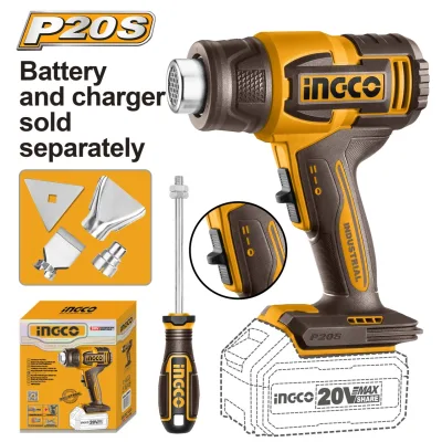 Pistol cu aer cald 20V, 300/550°C, 100/200 L/min, cu 4 accesorii – fara acumulator HGLI2006