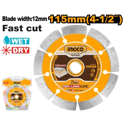 Disc Diamantat Segmentat 180x22.2mm 12mm INGCO DMD0118013, pentru beton, caramida, granit si marmura, taiere uscata si umeda