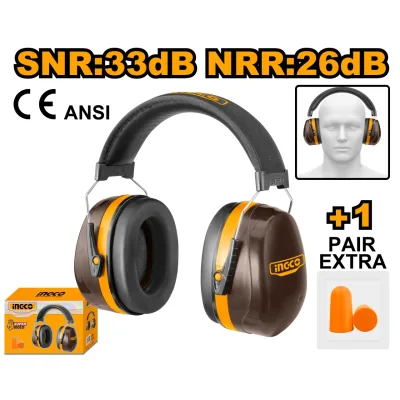 Casti Protectie Fonica Industrial HEM3328 – SNR 33dB, NRR 26dB, Carcasa Dubla ABS, Banda Reglabila, Set cu Dopuri SNR 38dB