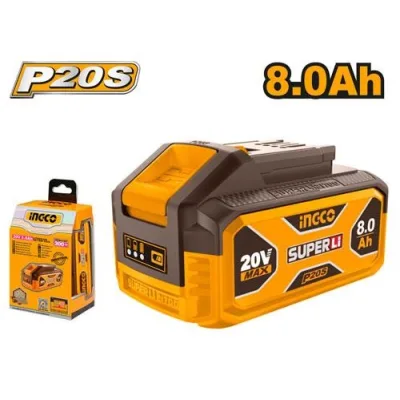 Acumulator INGCO FBLI2108, 20V, Li-Ion, 8Ah, indicator LED nivel baterie, compatibil platforma P20S, pentru scule electrice INGCO