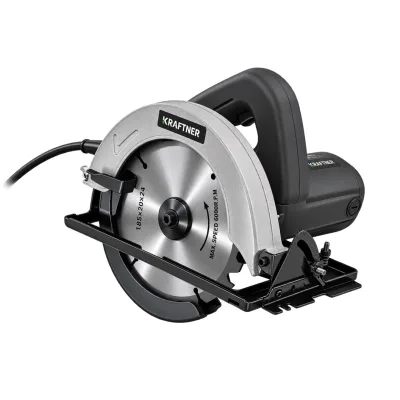 Fierastrau circular 1400W, 5300rot/min, disc 185mm, taiere 65mm la 90°, reglaj unghi 45°, sina de ghidare, KRAFTNER KF-1805