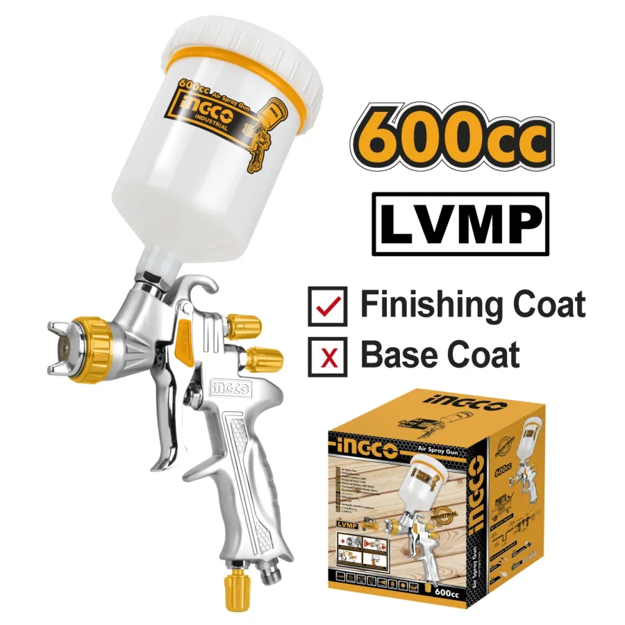 Pistol de Vopsit cu aer LVMP Vas Plastic Sus, Ingco ASG1065