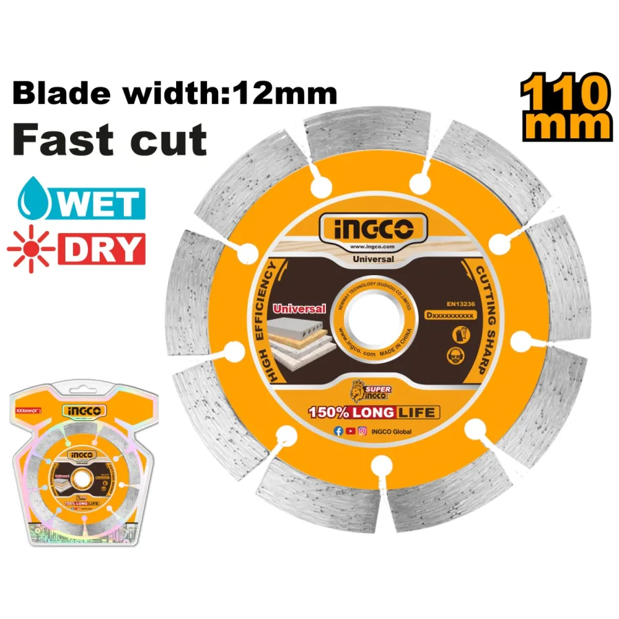 Disc Diamantat Segmentat 130mm Compatibil cu WLC30001, Ingco DMD011301