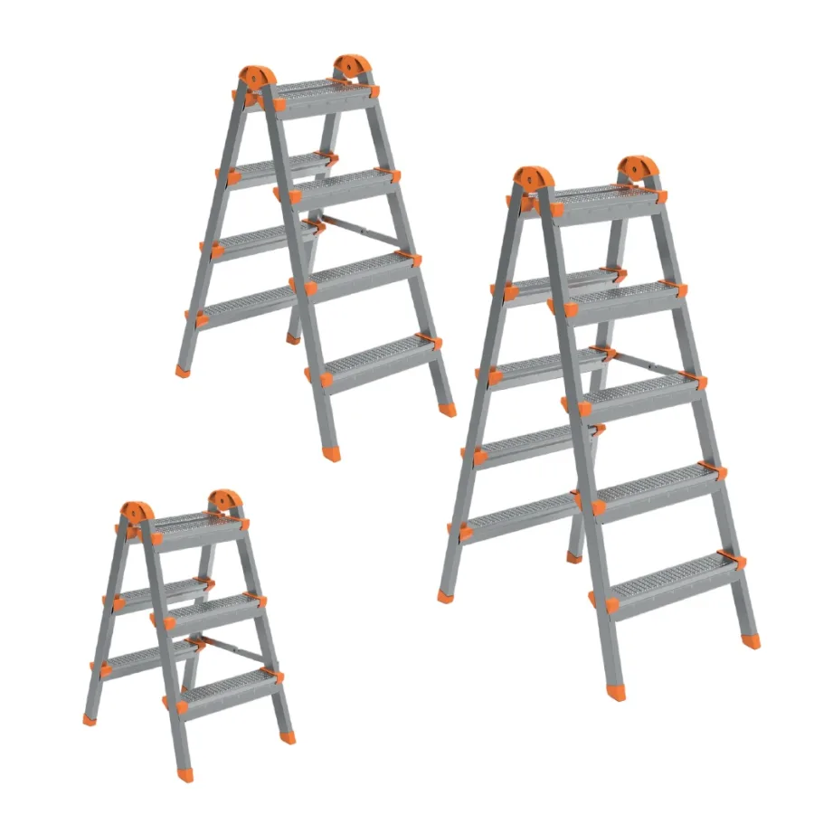 Scara pliabila din otel 4+4 trepte, 86cm inaltime, 120kg, 4.9kg , Perilla 12504