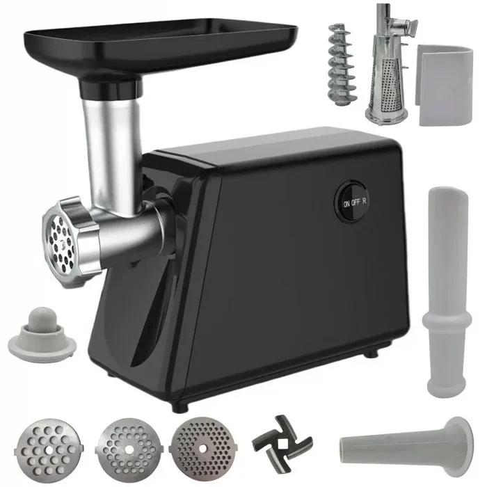 MASINA de tocat carne 3500w electrica PROFESIONALA , 4 IN 1, adaptor rosii, carnati, chiftele NEGRU LUCIOS CAMPION CMP1671
