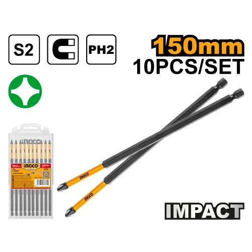 Set Biti PH2 Lungi Impact Surubelnita 10buc 200mm INGCO SDBIM11PH285