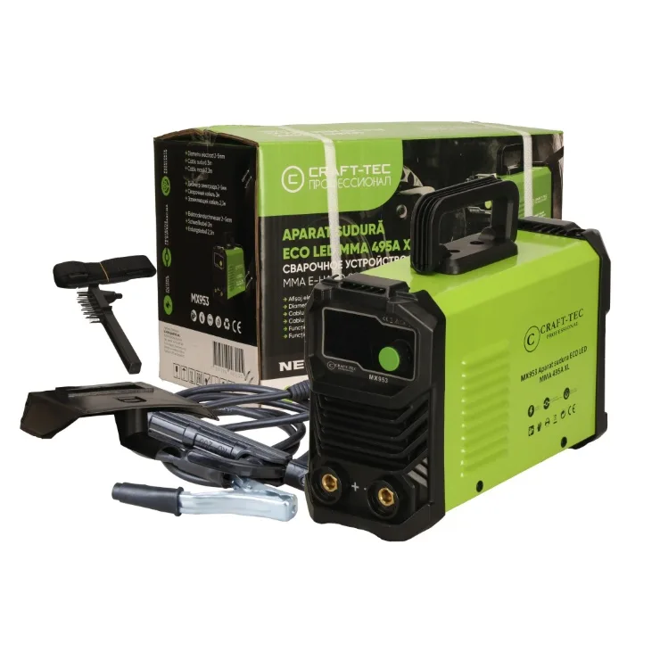 Aparat de sudura invertor 495A, cablu sudura 3m, functie anti-stick, protectie la suprasarcina, Accesorii incluse, afisaj digital, IP21S, 1.6-5mm, Craft-Tec MX953