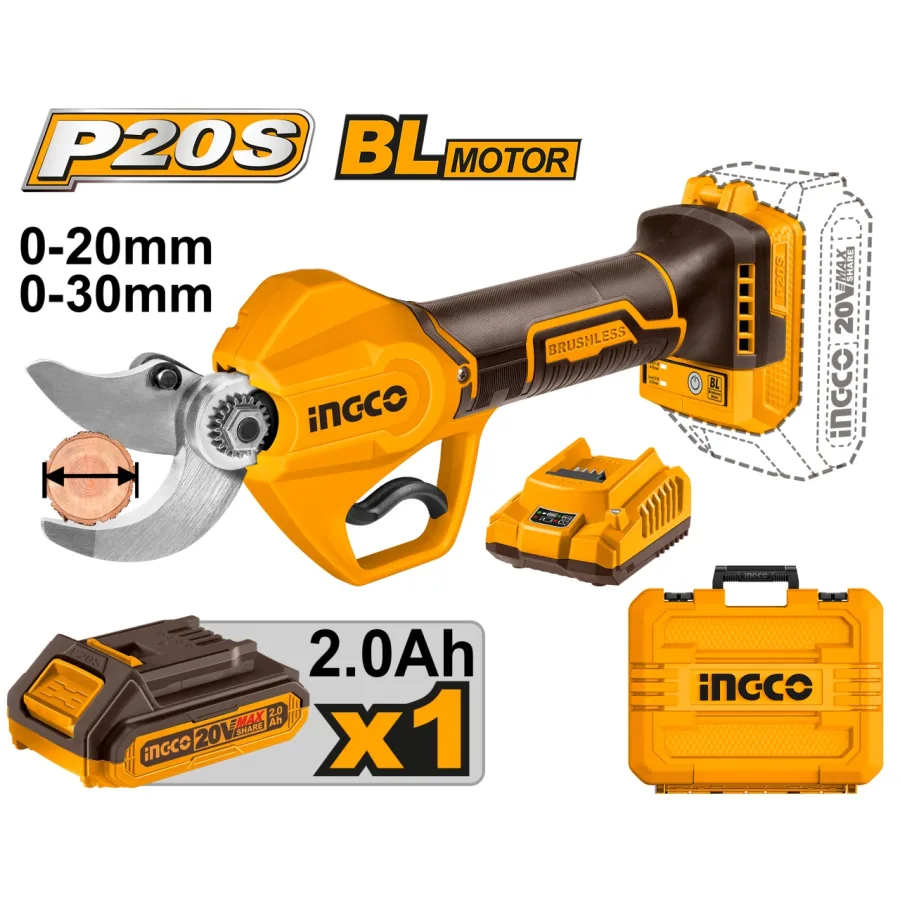 Foarfeca electrica 20V, 30mm, motor brushless, profesional cu 1 Acumulator și valita transport INGCO CSSLI203083