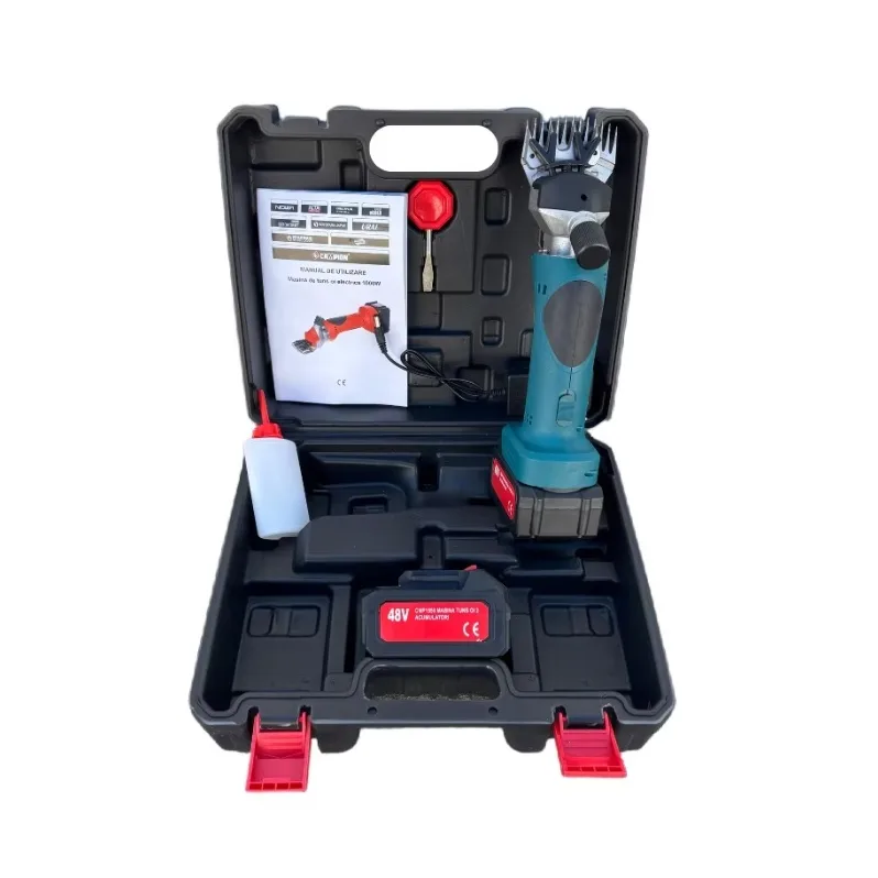 Masina de tuns oi, Campion CMP1556, 1000W, cu 2 acumulatori 48V, 6000mAh, fara fir, accesorii incluse, valiza de transport, CAMPION CMP1556B