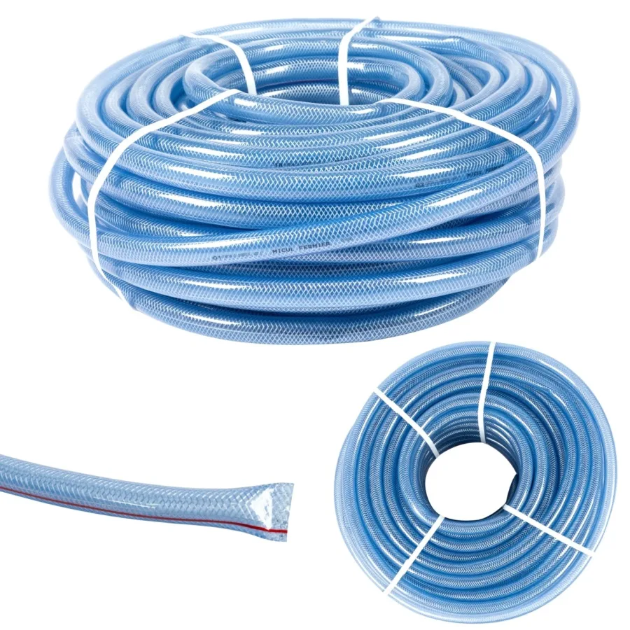 Furtun transparent cu insertie 3/4 (24mm) 50m 160, furtun PVC armat pentru apa si uz general