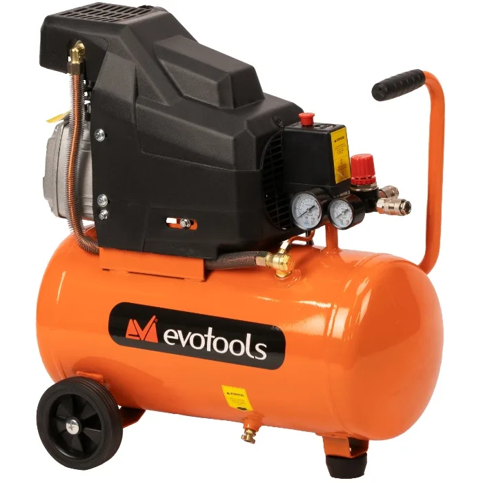 Compresor aer comprimat Evotools CA1500 1500W 24L 8 bari debit 185 l/min 2800 RPM 2 cuple rapide manometre duble protectie suprasarcina cod 683135