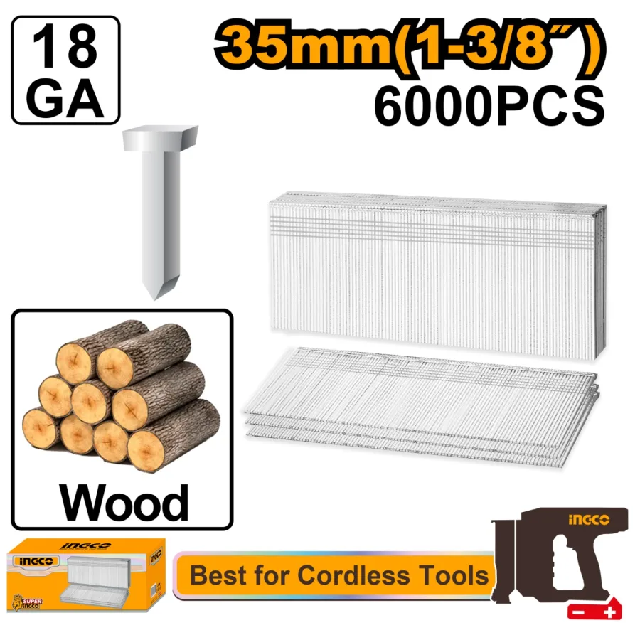 Cuie Lemn 50mm GA18 pentru Pistol Electric INGCO ANA18506, 6000 bucati, grosime 1.25x1.0mm, pentru fixari precise in tamplarie