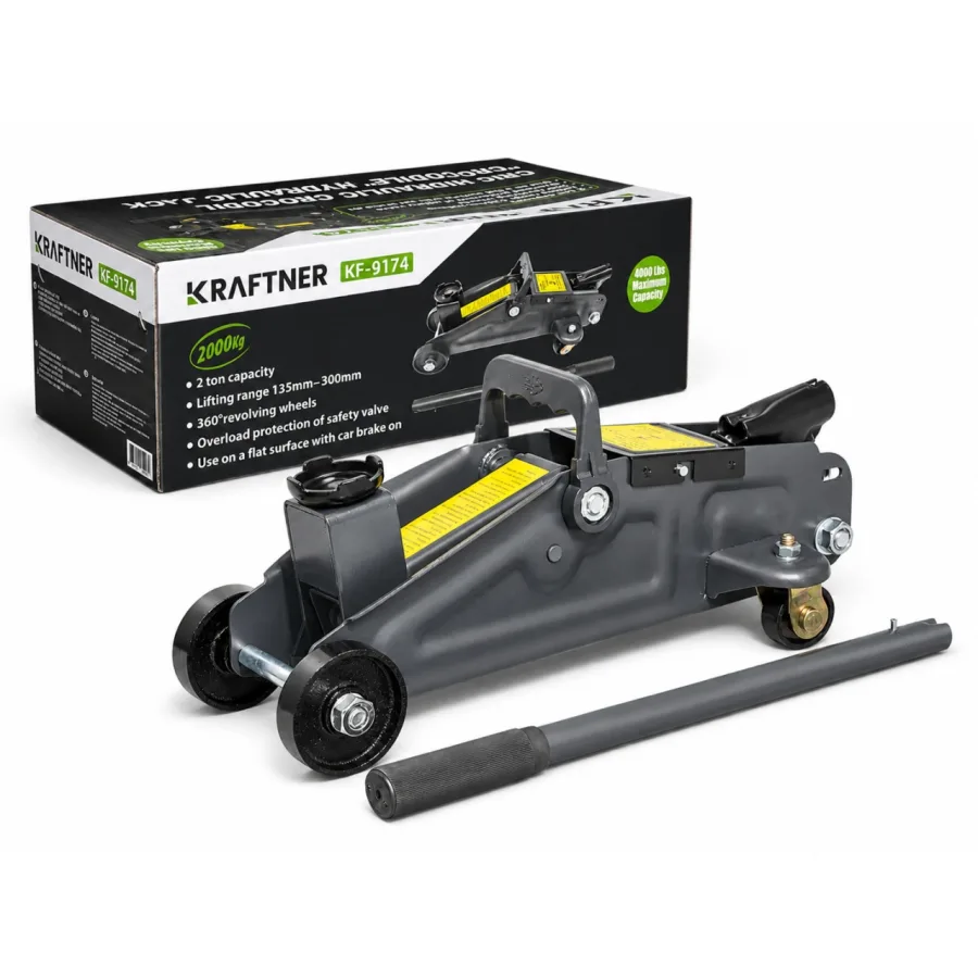 Cric hidraulic 2t tone, tip crocodil 135-300mm, roti transport viratoare KRAFTNER KF-4927