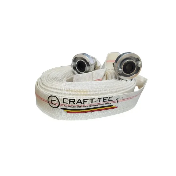 FURTUN POMPIER / FURTUN REFULARE APA CU CUPLE 1'' 20M 8 BARI, ALB, PENTRU MOTOPOMPA SI IRIGATII, CRAFT-TEC MX1209