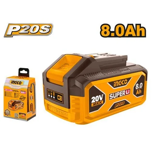 Acumulator INGCO FBLI2108, 20V, Li-Ion, 8Ah, indicator LED nivel baterie, compatibil platforma P20S, pentru scule electrice INGCO