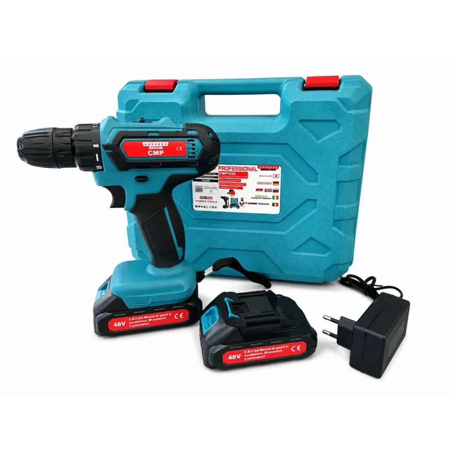 Masina de Insurubat Autofiletanta 48V, 2 Acumulatori 4Ah, 2 Viteze, Trusa Completa 96 Piese, CAMPION PROFESSIONAL CMP1836