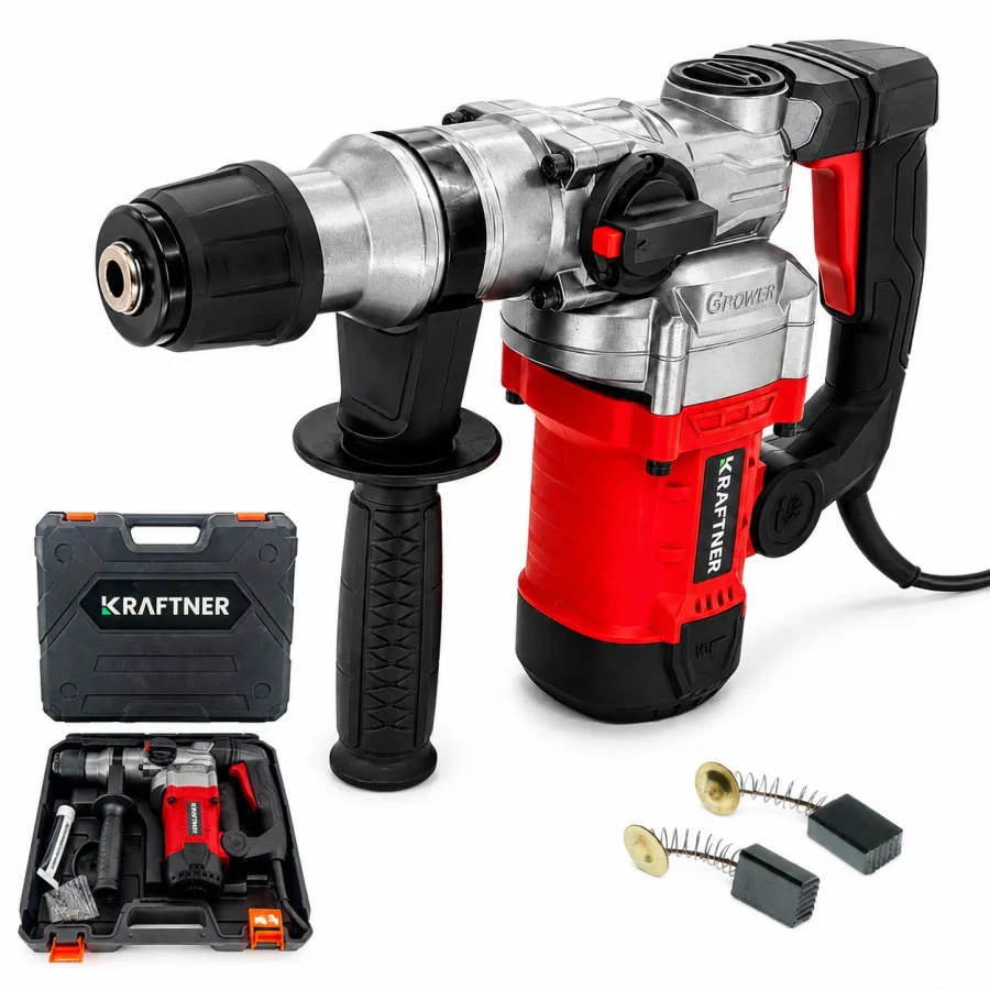 Ciocan rotopercutor 1800W, 7J, 1100rot/min, gaurire max 26mm, prindere SDS, carbuni rezerva si cutie vaselina, KRAFTNER KF-9513
